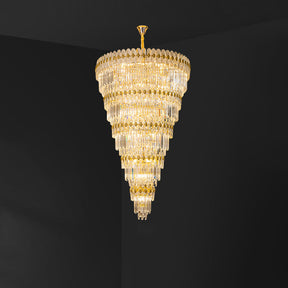 Merlin Tiered Tapered Gold Crystal Chandelier
