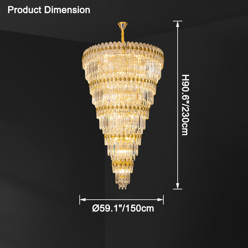Merlin Tiered Tapered Gold Crystal Chandelier