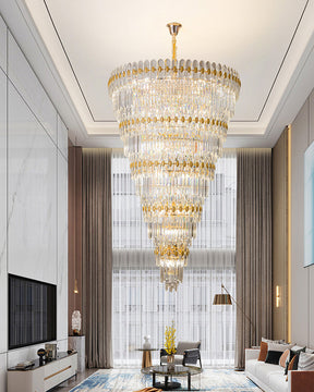 Merlin Tiered Tapered Gold Crystal Chandelier
