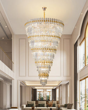 Merlin Tiered Tapered Gold Crystal Chandelier