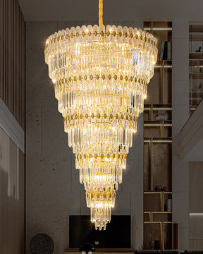 Merlin Tiered Tapered Gold Crystal Chandelier