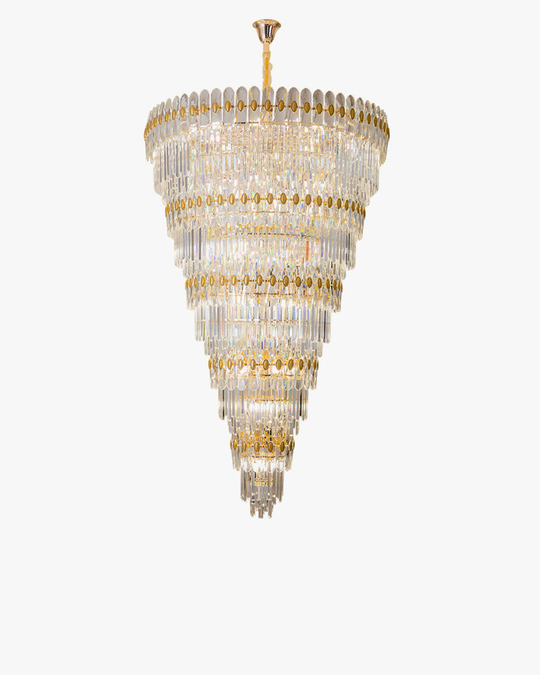 Merlin Tiered Tapered Gold Crystal Chandelier