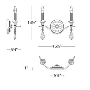 Merlinlamps S5602 Tempest 2-lt 16" Wall Sconce
