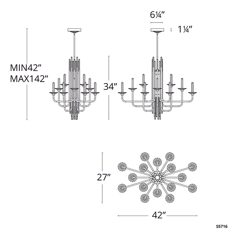 Merlinlamps S5716 Calliope 42" LED Chandelier