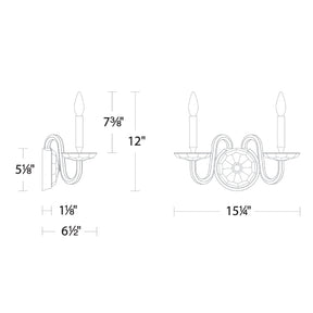 Merlinlamps S9215 Habsburg 2-lt 15" Wall Sconce
