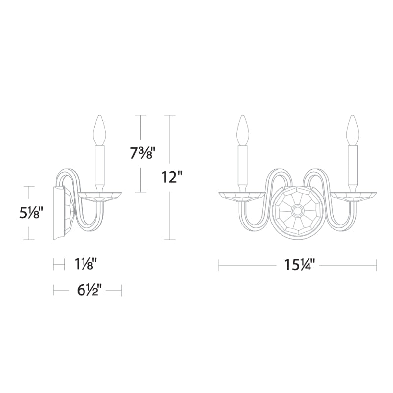 Merlinlamps S9215 Habsburg 2-lt 15" Wall Sconce