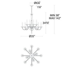 Merlinlamps S9235 Habsburg 12-lt 35" Chandelier