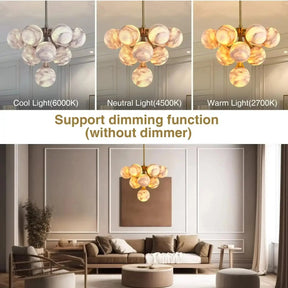 Mid Century Modern Sputnik 12 Light Gold Alabaster Globe Chandelier - D800Blushlighting