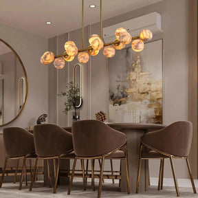Mid Century Modern Sputnik 12 Light Gold Alabaster Globe Chandelier - D800Blushlighting