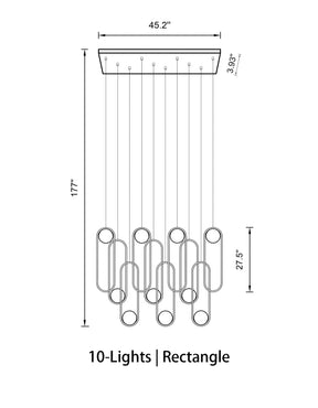 Mila Chandelier-Lighting-Blushlighting-Rectangle-10 Lights ( L 45.2"× W 3.93" × H 177" )-Black-Blushlighting