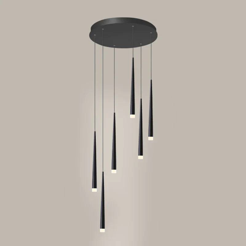 Minimalism Black Metal Ceiling Pendant Lighting Fixture For Staircase in Gold/ Black Finish