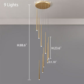 Minimalism Black Metal Ceiling Pendant Lighting Fixture For Staircase in Gold/ Black Finish