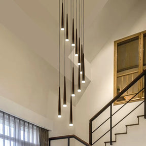 Minimalism Black Metal Ceiling Pendant Lighting Fixture For Staircase in Gold/ Black Finish