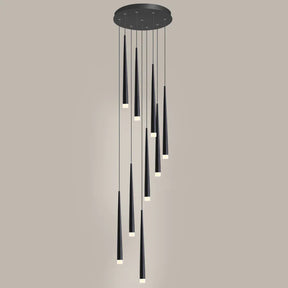 Minimalism Black Metal Ceiling Pendant Lighting Fixture For Staircase in Gold/ Black Finish