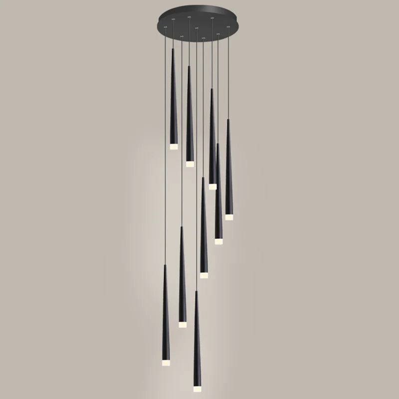 Minimalism Black Metal Ceiling Pendant Lighting Fixture For Staircase in Gold/ Black Finish