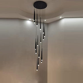 Minimalism Black Metal Ceiling Pendant Lighting Fixture For Staircase in Gold/ Black Finish