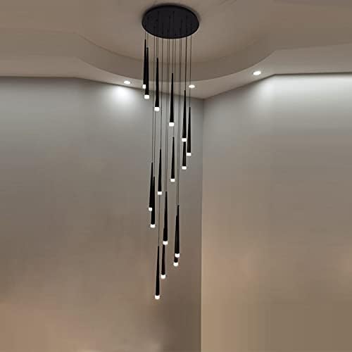 Minimalism Black Metal Ceiling Pendant Lighting Fixture For Staircase in Gold/ Black Finish