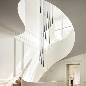 Minimalism Black Metal Ceiling Pendant Lighting Fixture For Staircase in Gold/ Black Finish