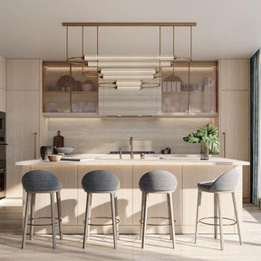 Minimalism Brass Ellipse Horizontal LED Chandelier for Kitchen Island/Dining Room