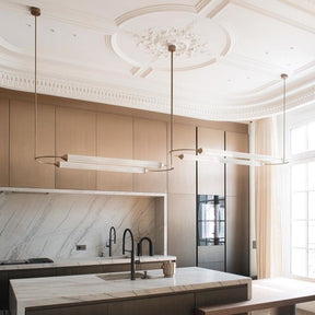 Minimalism Brass Ellipse Horizontal LED Chandelier for Kitchen Island/Dining Room