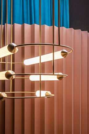 Minimalism Brass Ellipse Horizontal LED Chandelier for Kitchen Island/Dining Room