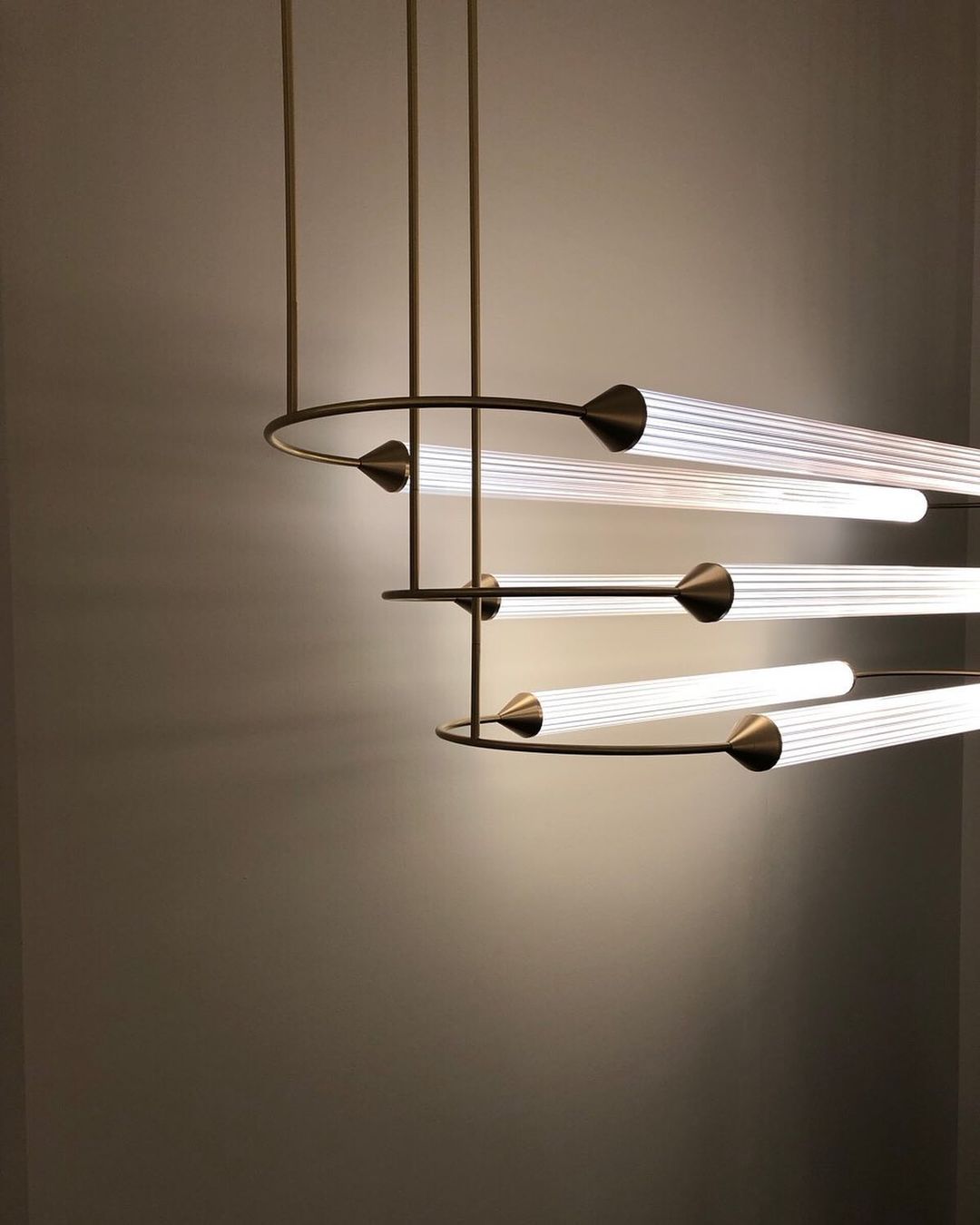 Minimalism Brass Ellipse Horizontal LED Chandelier for Kitchen Island/Dining Room