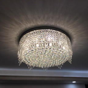 Minimalist Light Luxury Flush Mount Round Crystal Chandelier