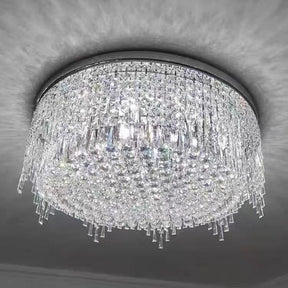 Minimalist Light Luxury Flush Mount Round Crystal Chandelier