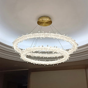 Modern 3-Ring Halo Crystal Chandelier for Living Room/Bedroom
