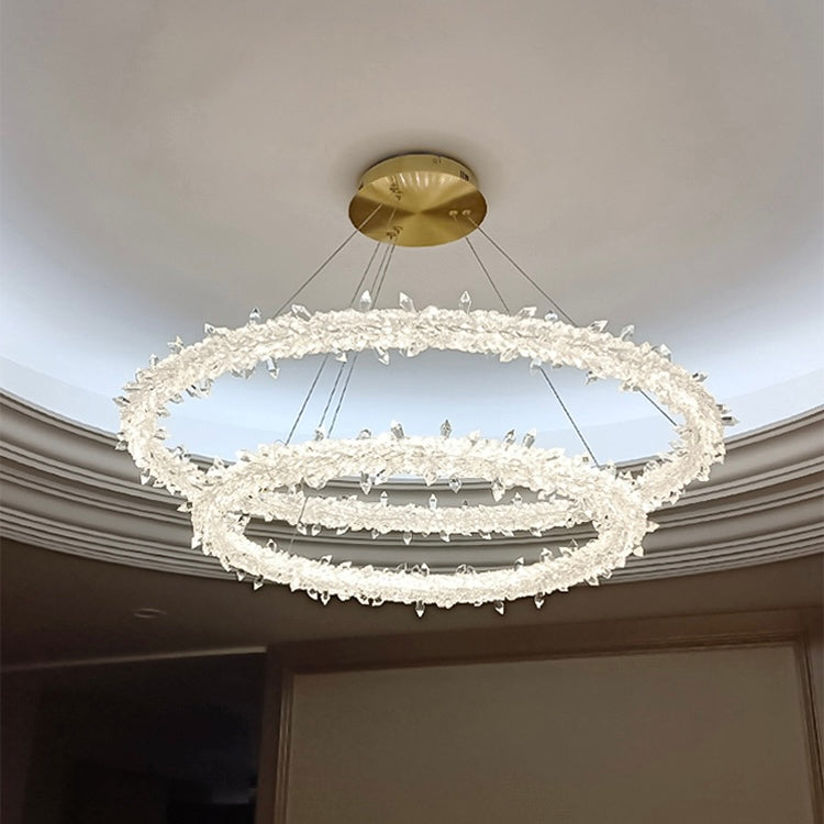Modern 3-Ring Halo Crystal Chandelier for Living Room/Bedroom