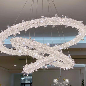Modern 3-Ring Halo Crystal Chandelier for Living Room/Bedroom