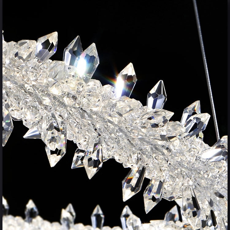 Modern 3-Ring Halo Crystal Chandelier for Living Room/Bedroom