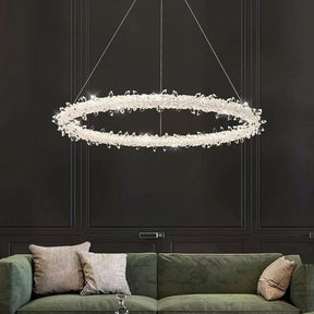 Modern 3-Ring Halo Crystal Chandelier for Living Room/Bedroom