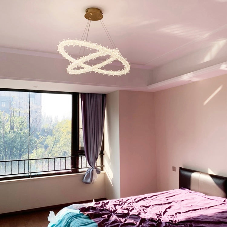 Modern 3-Ring Halo Crystal Chandelier for Living Room/Bedroom