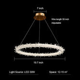 Modern 3-Ring Halo Crystal Chandelier for Living Room/Bedroom
