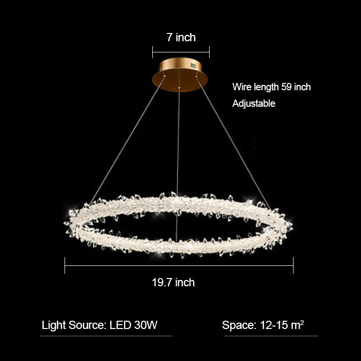 Modern 3-Ring Halo Crystal Chandelier for Living Room/Bedroom