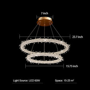 Modern 3-Ring Halo Crystal Chandelier for Living Room/Bedroom