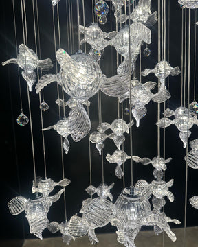 Modern Art Design Propeller-like Crystal Chandelier for Staircase/Villa/Foyer/High-ceiling Space