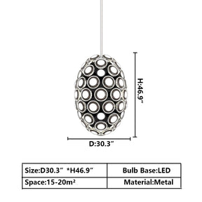 Modern Art Egg-shaped Chandelier Iconic Eyes LED Pendant Light For Dining Room/Living Room,dimension