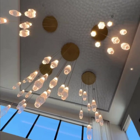 Modern Artisan Crafted Geometric Optic Glass Pendant for Staircase/Foyer/Entryway/Hallway