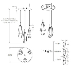 Modern Artisan Crafted Geometric Optic Glass Pendant for Staircase/Foyer/Entryway/Hallway
