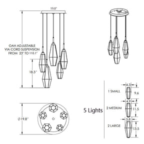Modern Artisan Crafted Geometric Optic Glass Pendant for Staircase/Foyer/Entryway/Hallway