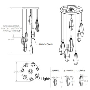 Modern Artisan Crafted Geometric Optic Glass Pendant for Staircase/Foyer/Entryway/Hallway