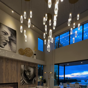 Modern Artisan Crafted Geometric Optic Glass Pendant for Staircase/Foyer/Entryway/Hallway