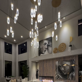 Modern Artisan Crafted Geometric Optic Glass Pendant for Staircase/Foyer/Entryway/Hallway