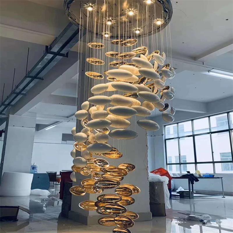 Modern Artistic Unique Golden Dragon Egg Chandelier for Staircase/ Sales Center/ Hotel