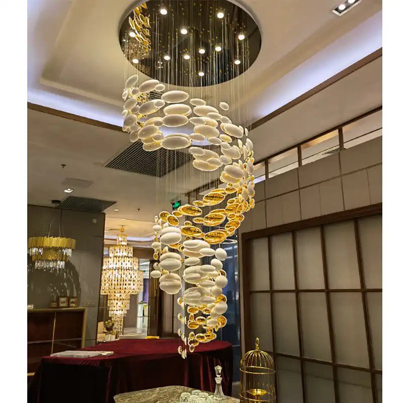 Modern Artistic Unique Golden Dragon Egg Chandelier for Staircase/ Sales Center/ Hotel