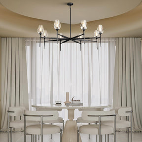 Modern Black Crystal Chandelier 6 Lights 42in Round K9 Tulip Pendant