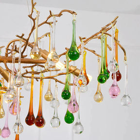 Modern Colorful Crystal Linear Branch Chandelier For Living Room