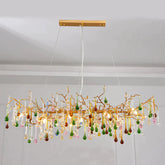 Modern Colorful Crystal Linear Branch Chandelier For Living Room